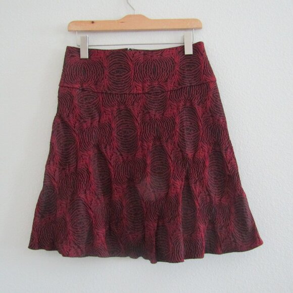 Ann Taylor Textured Floral Skirt 6 Red Black Goth Whimsygoth Vampire Romantic - Picture 1 of 10